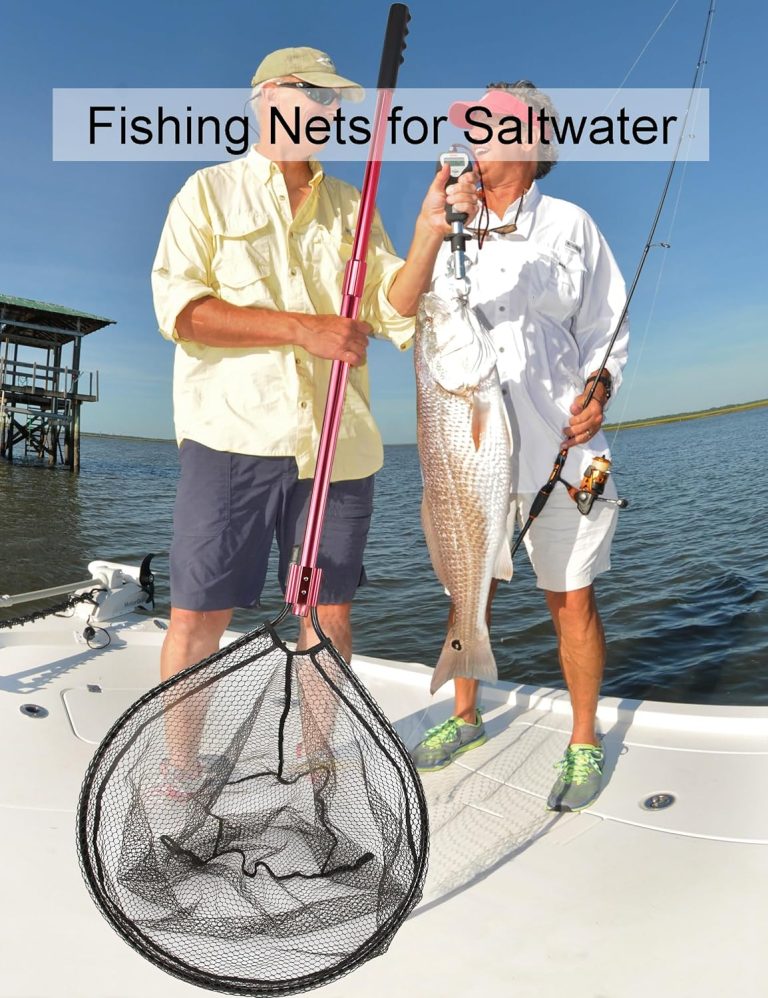 Beoccudo Fishing Net – Telescopic Saltwater Fishing Net Handle Landing Net, Extends 72-92in, Net Hoop 28x24in, 30in Deep