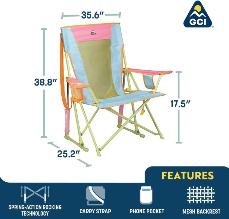 GCI Outdoor Comfort Pro Rocker Camping Chair | Portable Folding Rocking Chair with Durable Armrests & Drink Holder — Sweet Tea